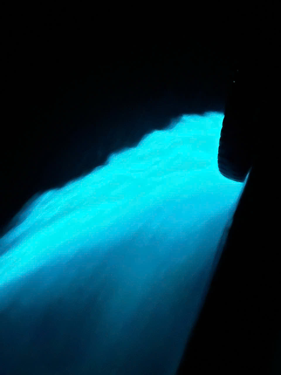 Blue bioluminescent plankton glowing in the waters of Lan Ha Bay at night